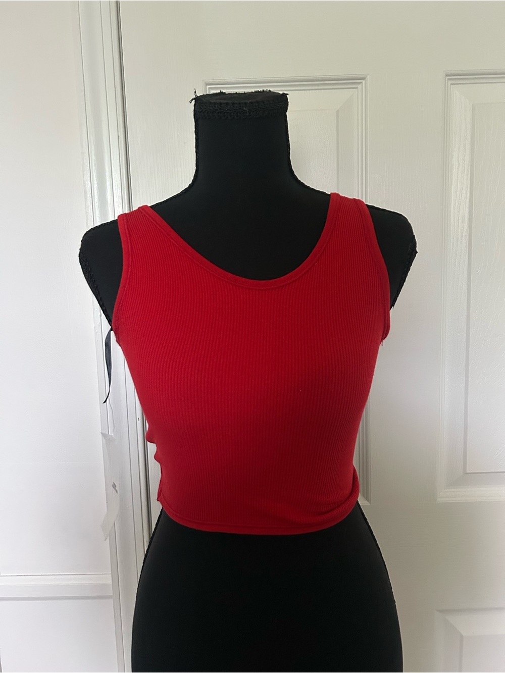 Urban Outfitters Red Ribbed Tank Crop Top